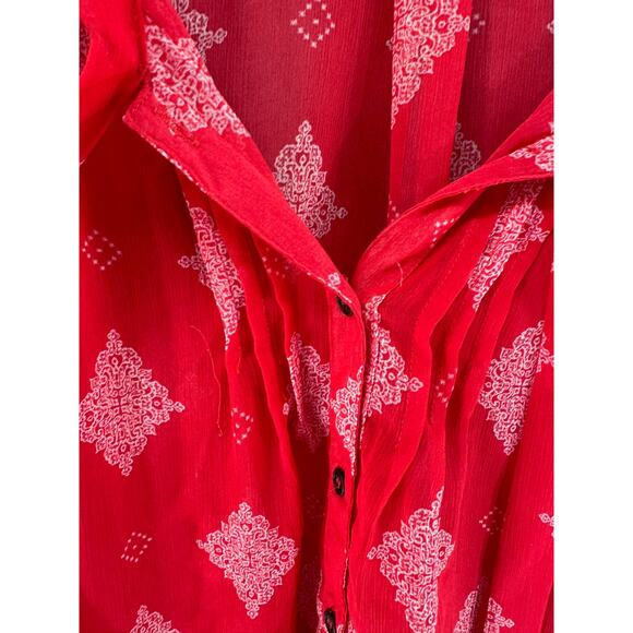 Xhilaration Juniors sz L (Women's M) Flowy Sheer Sleeveless Top July 4th Red - Picture 3 of 7